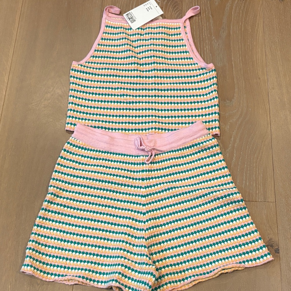 H&M Size 8/10 Striped Knit Kids Shorts Set.